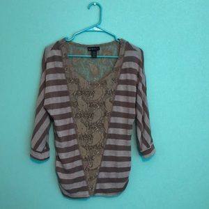 Self Esteem Brown & Cream Lace long sleeve top